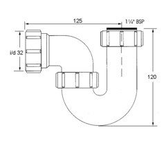 Сифон для раковины McAlpine 1 1/4х32 мм без выпуска с соединением 32 мм белый (MRBD1) - фото 2
