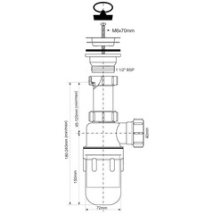 Сифон для раковины и мойки McAlpine 1 1/2х40 мм с выпуском d70 мм с соединением 40 мм хром (MRSK13R-CP) - фото 2