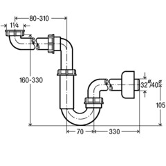Сифон для раковины Viega 1 1/4х40 мм со смещением с соединением 40 мм без выпуска белый (606237) - фото 2