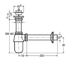 Сифон для раковины Viega 1 1/4х32 мм с выпуском d60 мм с соединением 32 мм хром (366681) - фото 2