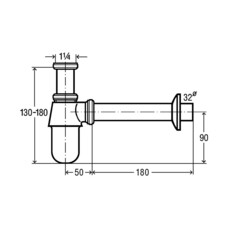 Сифон для раковины Viega 1 1/4х32 мм без выпуска с соединением 32 мм хром (100674) - фото 2