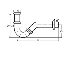Сифон для раковины и биде Viega 1 1/4х32 мм без выпуска с соединением 32 мм хром (103781) - фото 2