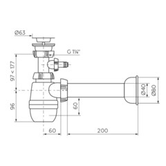 Сифон для раковины Wirquin Минор 1 1/4х40 мм с выпуском 40 мм с соединением 40 мм белый (30987190) - фото 2