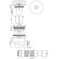 Сифон для душевого поддона McAlpine 1 1/2х40/50 мм регулируемый слив d90 мм с выпуском d113 мм с соединением 40/50 мм (MRS4C-F) - фото 2