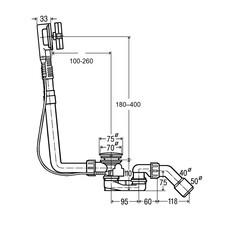 Сифон для ванны Viega Multiplex Visign 1 1/2x50 мм регулируемый полуавтомат с выпуском d70 мм с переливом с соединением 40/50 мм (101909) - фото 2