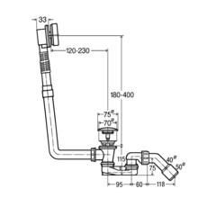 Сифон для ванны Viega 1 1/2x50 мм полуавтомат с выпуском d70 мм клик-клак с соединением 40/50 мм (572853) - фото 2