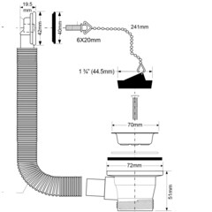 Выпуск для мойки McAlpine 1 1/2 с переливом хром (OR2-70) - фото 2