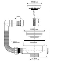 Выпуск для мойки McAlpine 3 1/2 с переливом полярный белый (OF2-113S-PWG) - фото 2