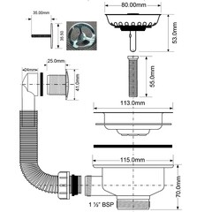 Выпуск для мойки McAlpine 3 1/2 с переливом античная бронза (OF2-113SAB) - фото 2