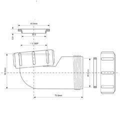 Переход McAlpine 1 1/2х40 мм пластиковый угловой (40FSD) - фото 2