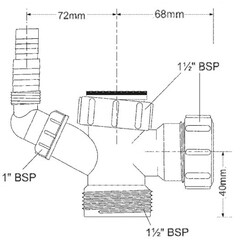 Тройник компрессионный для раковины McAlpine 1 1/2х40 мм (40EBWM) - фото 2