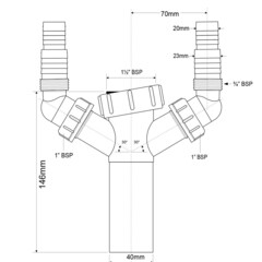 Носик для сифона McAlpine 1 1/2х40 мм двойной (TEE4) - фото 2