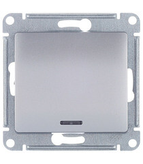Изображение товара Выключатель Systeme Electric Glossa одноклавишный встраиваемый алюминий с подсветкой (GSL000313)
