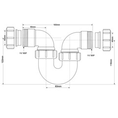 Сифон для мойки McAlpine 1 1/2х40 мм без выпуска с соединением 40 мм (MRT32-40) - фото 2