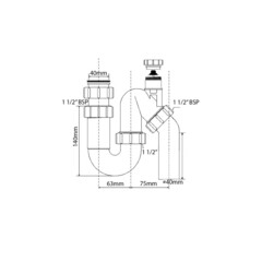 Сифон для мойки McAlpine 1 1/2х40 мм без выпуска с соединением 40 мм (MRSK12V) - фото 2