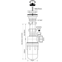 Сифон для мойки McAlpine 1 1/2х40 мм с выпуском d70 мм с соединением 40 мм с пробкой (MRSK13V) - фото 2
