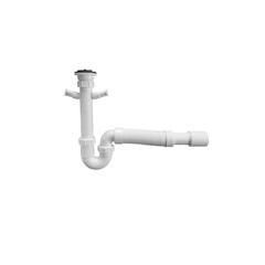Сифон для мойки McAlpine 1 1/2х50 мм с выпуском d70 мм с двойным отводом с соединением 40 мм с пробкой (MRSK10) - фото 1