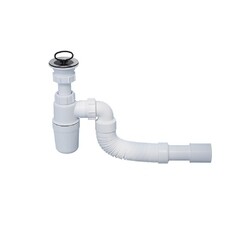 Изображение товара Сифон для мойки McAlpine 1 1/2х40/50 мм с выпуском d70 мм с соединением 40/50 мм с пробкой (MRSK9)