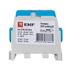 Клемма на 4 провода EKF PROxima 2,5-35 кв.мм с двойным винтом синяя (ksr-2.35-2.25-blue) - фото 2