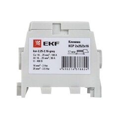 Клемма на 4 провода EKF PROxima 2,5-25 кв.мм с двойным винтом серая (ksr-2.25-2.16-grey) - фото 2