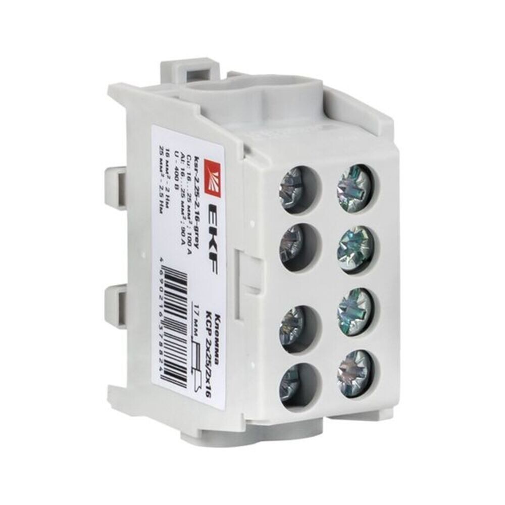 Изображение товара Клемма на 4 провода EKF PROxima 2,5-25 кв мм с двойным винтом серый