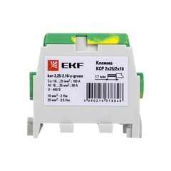 Клемма на 4 провода EKF PROxima 2,5-25 кв.мм с двойным винтом желто-зеленая (ksr-2.25-2.16-y-green) - фото 2