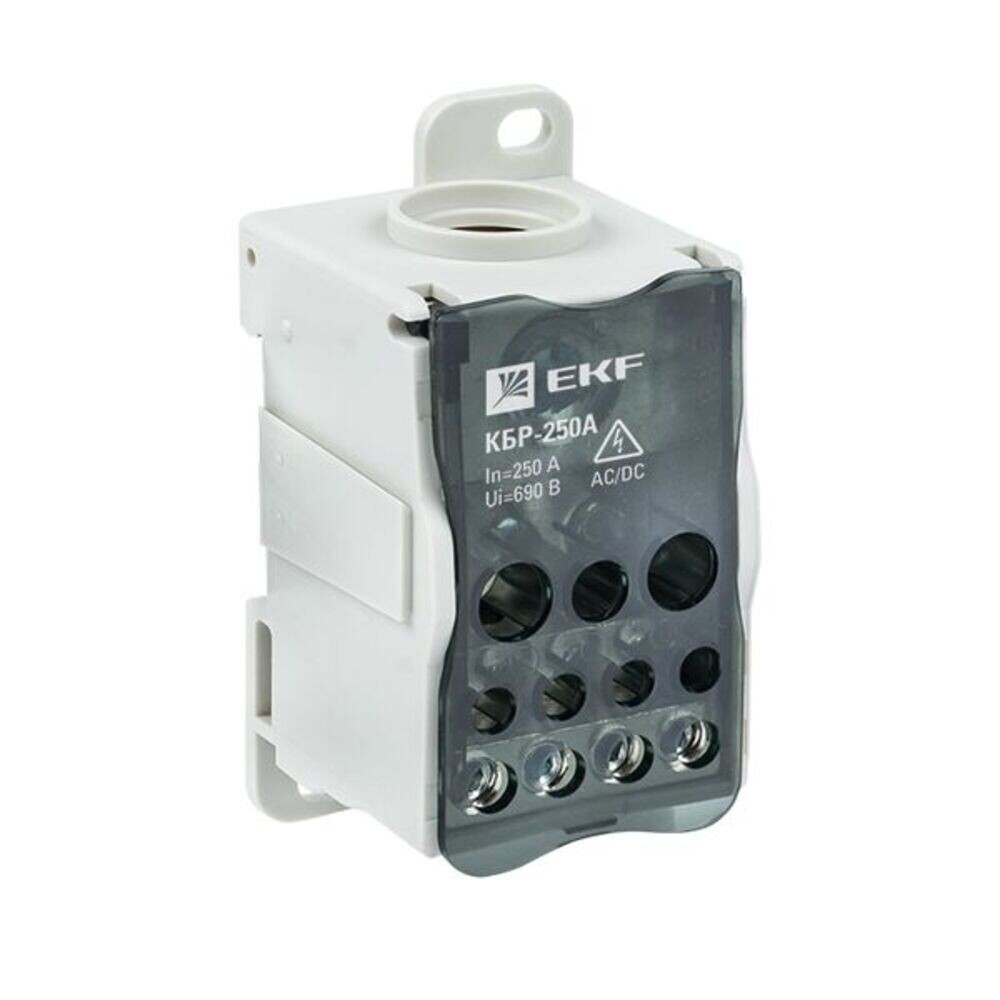 Изображение товара Блок распределительный EKF PROxima на DIN-рейку и монтажную панель 52х98х53 мм 690 В IP20 250 А (plc-kbr250)
