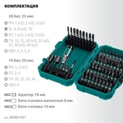 Набор бит Kraftool Impact-51 (26066-H51) PH/PZ/SL/TORX 25/50 мм ударных (51 шт.) - фото 8