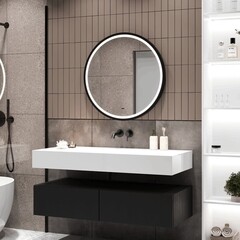 Зеркало с подсветкой круглое 80 см в раме черной бесконтактный сенсор Continent Bronx Black Led (ЗЛП5034) - фото 3