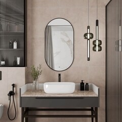 Зеркало с подсветкой овальное 50х100 см бесконтактный сенсор Continent Capsula Led (ЗЛП5031) - фото 6