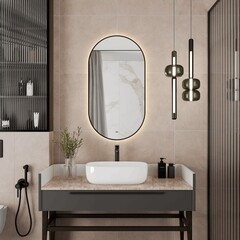 Зеркало с подсветкой овальное 50х100 см бесконтактный сенсор Continent Capsula Led (ЗЛП5031) - фото 4