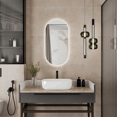 Зеркало с подсветкой овальное 45х90 см с сенсорным включением Continent Capsula Led (ЗЛП5030) - фото 3