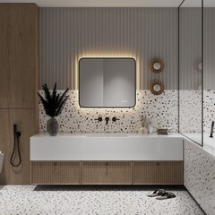 Зеркало с подсветкой прямоугольное 80х70 см с часами Continent Caseiro Led (ЗЛП5053) - фото 6