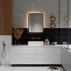 Зеркало с подсветкой прямоугольное 50х70 см с часами Continent Caseiro Led (ЗЛП5050) - фото 9