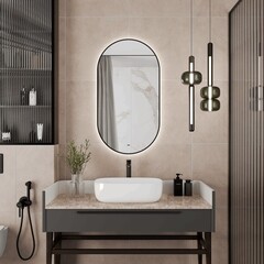 Зеркало с подсветкой овальное 70х120 см бесконтактный сенсор Continent Profeta Led (ЗЛП5045) - фото 4