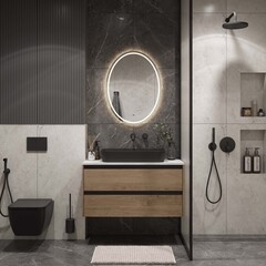 Зеркало с подсветкой овальное 60х80 см бесконтактный сенсор Continent Nebula Led (ЗЛП5044) - фото 5