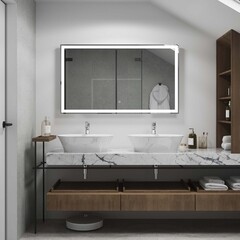 Зеркало с подсветкой прямоугольное 100х70 см с сенсорным включением Continent Reflecta Led (ЗЛП5040) - фото 2