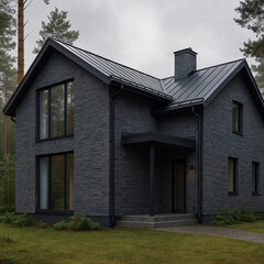 Клинкерная плитка для фасада Terramatic Moon Black ABDK (18 шт.= 0,31 кв.м) черный металлик 240х71х14 мм - фото 4