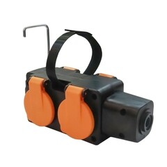 Изображение товара Розетка штепсельная Svet четверная с заземлением IP44 оранжевая