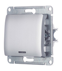 Выключатель Systeme Electric Glossa одноклавишный встраиваемый алюминий с подсветкой (GSL000313) - фото 5