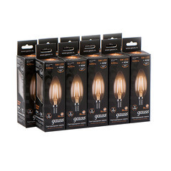 Лампа светодиодная филаментная Gauss E14 2700К 5 Вт 420 Лм 150-265 В свеча прозрачная (10 шт.) - фото 4