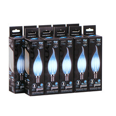 Лампа светодиодная филаментная Gauss E14 4100К 9 Вт 710 Лм 150-265 В свеча на ветру прозрачная (10 шт.) - фото 6