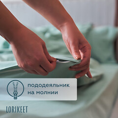 Комплект постельного белья Евро сатин Lorikeet Solo шалфей без простыни - фото 3