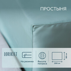 Изображение товара Простыня на резинке 180х200х30 см сатин шалфей Lorikeet Solo