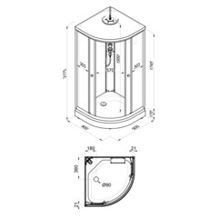 Душевая кабина Triton Ультра 90х90х215 см стекло прозрачное 4 мм с низким поддоном полукруг - фото 2