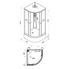 Душевая кабина Triton Ультра 90х90х231,5 см стекло прозрачное 4 мм со средним поддоном полукруг - фото 2