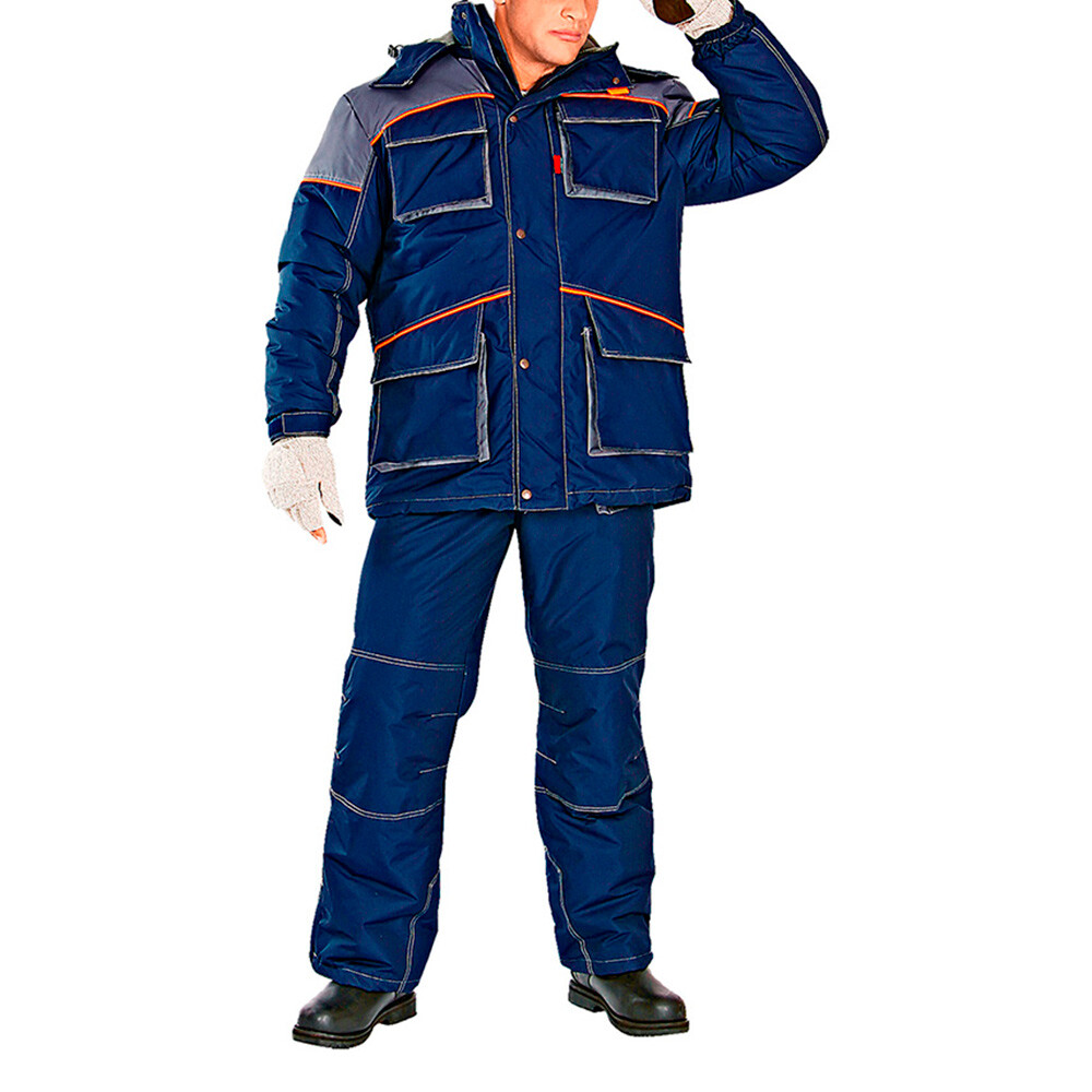 Изображение товара Утепленный рабочий костюм Спец 64-66 рост 170-176 см темно-синий серый зимний