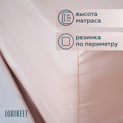 Комплект постельного белья Евро сатин Lorikeet Solo пудровый с простыней на резинке 180х200х30 см - фото 3