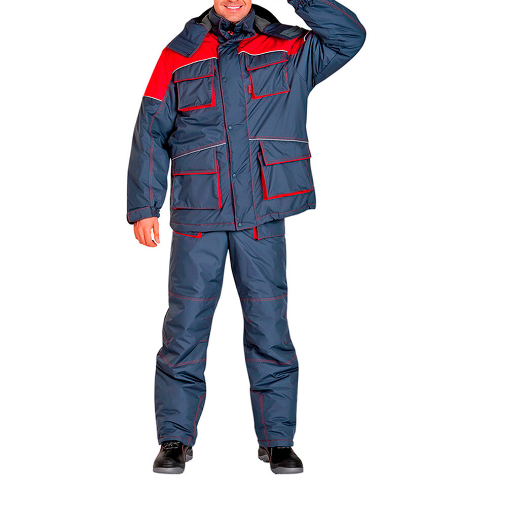 Изображение товара Рабочий утепленный зимний костюм Спец 64-66 рост 170-176 см серый и красный