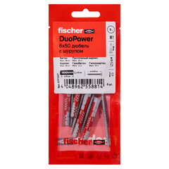 Дюбель универсальный Fischer DuoPower 6x50 мм нейлон с шурупом (4 шт.) - фото 5